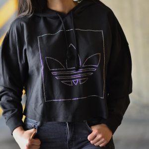 ADIDAS CROP HOODIE BLACK